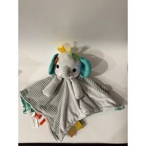 Bright Starts Cuddle &Tags Taggies Elephant Lovey Security Blanket Gray